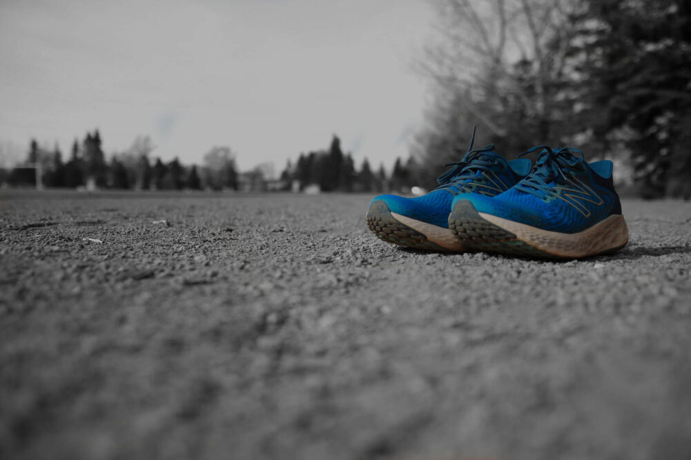 A pair of blue shoes